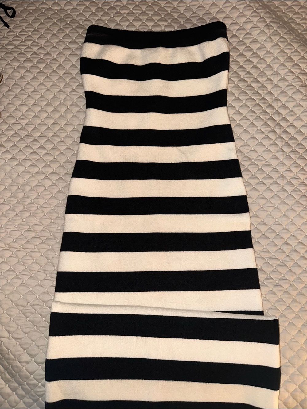 Abercrombie & Fitch Black and White Strapless Stripe Dress